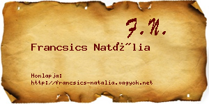 Francsics Natália névjegykártya