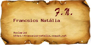 Francsics Natália névjegykártya